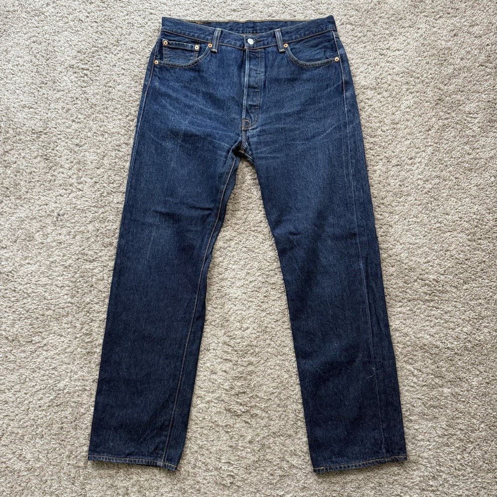Levi's 501 Men's Original Fit Jeans 36X34 Dark Wash, Button Fly, Straight Leg